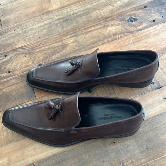 Ermenegildo Zegna Brown Leather Tassel Loafers - Picture 1 of 4